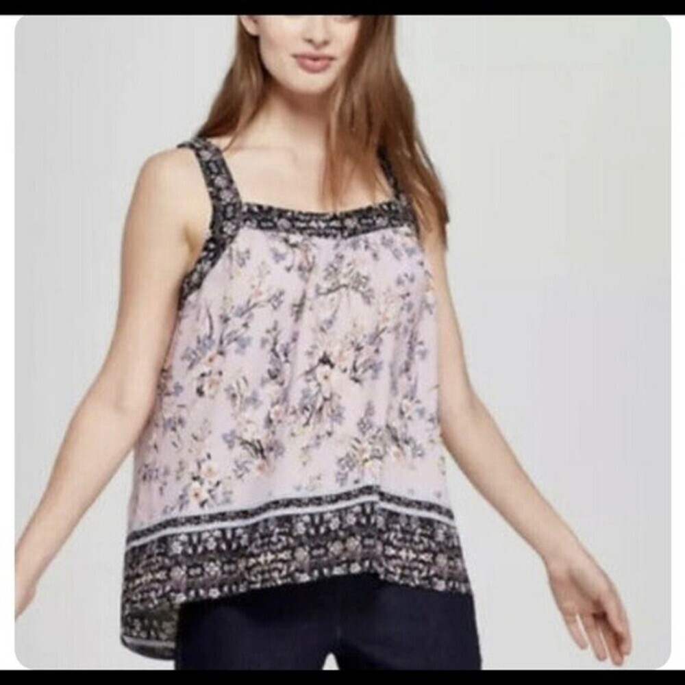 Knox Rose Medium Floral Tank Boho Pink Blue Mixed Print Sleeveless Top Blouse